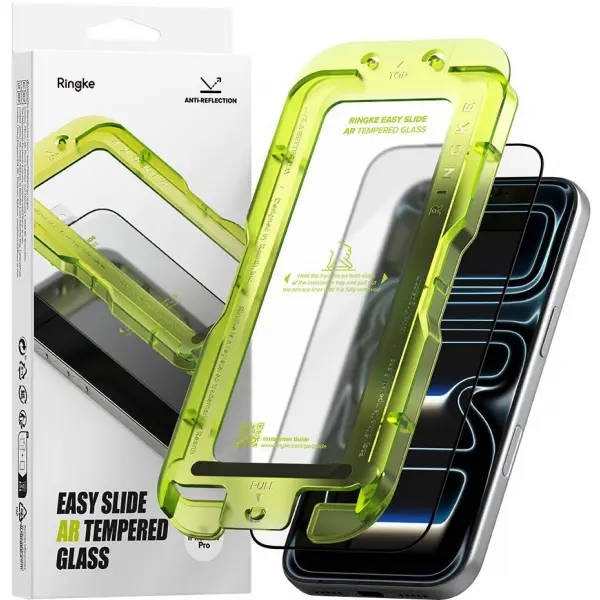 Folie de protectie Ecran Ringke Easy Slide AR pentru Apple iPhone 17 Pro, Sticla Securizata, Full Glue, 2.5D, Neagra