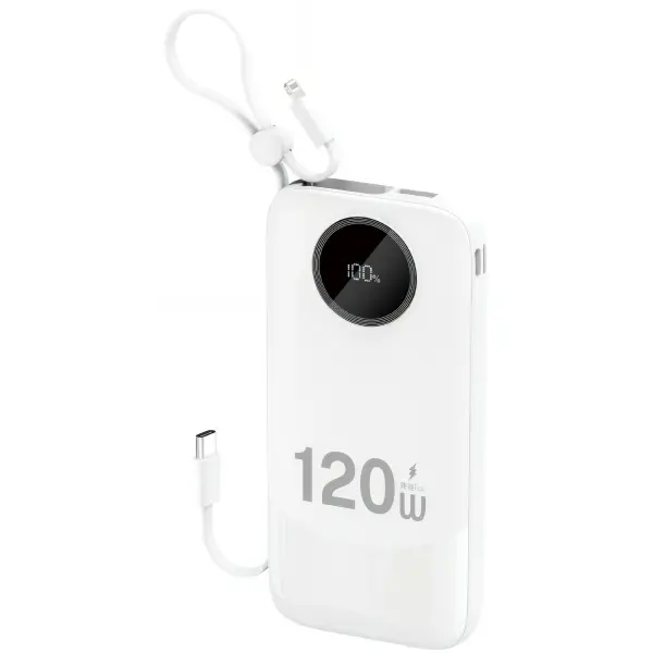Baterie Externa Dudao K13, 10000mAh, 22.5W, QC + PD, 1 x Lightning - 1 x USB-A - 2 x USB-C, Alba