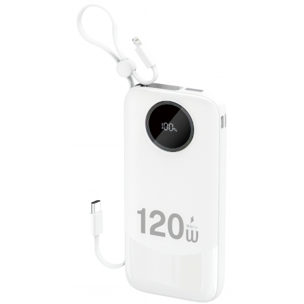 Baterie Externa Dudao K13, 10000mAh, 22.5W, QC + PD, 1 x Lightning - 1 x USB-A - 2 x USB-C, Alba