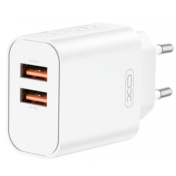 Incarcator Retea XO Design CE34, 12W, 2.4A, 2 x USB-A, Alb