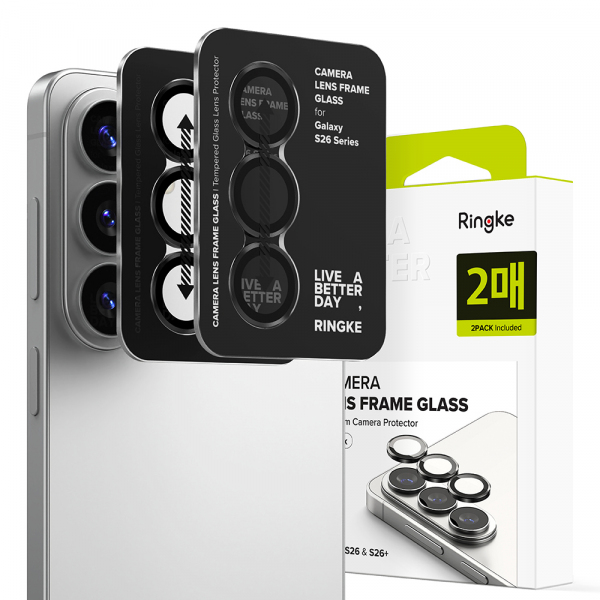 Folie de protectie Camera Spate Ringke pentru Samsung Galaxy S26 Plus S947 / S26, Sticla Securizata, Set 2 bucati, Neagra