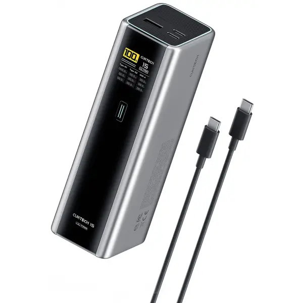 Baterie Externa Cuktech, 20000mAh, 210W, QC + PD, 1 x USB-A - 2 x USB-C, Gri CKPB200UGLGR