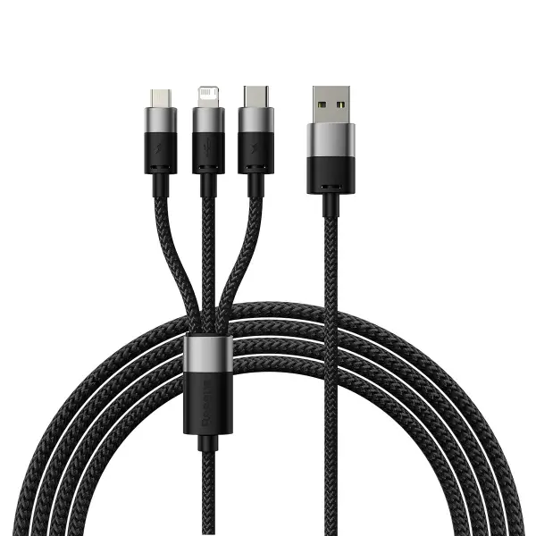 Cablu Incarcare USB-A - Lightning / microUSB / USB-C Baseus StarSpeed 3in1, 20W, 1.2m, Negru CAXS000001