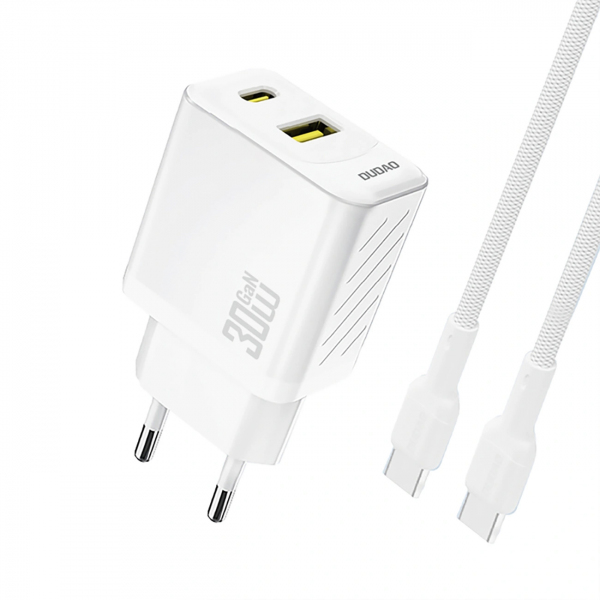 Incarcator Retea Cu Cablu USB-C Dudao A27TCEU, 30W, 1 x USB-A - 1 x USB-C, Alb