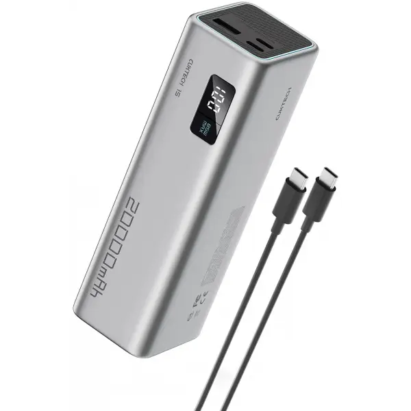 Baterie Externa Cuktech, 20000mAh, 100W, QC + PD, 1 x USB-A - 2 x USB-C, Gri CUKP200XGLGR