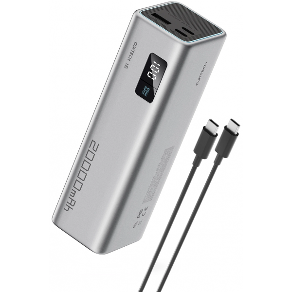 Baterie Externa Cuktech, 20000mAh, 100W, QC + PD, 1 x USB-A - 2 x USB-C, Gri CUKP200XGLGR