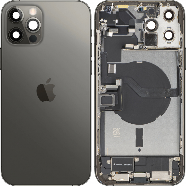 Capac Baterie Apple iPhone 12 Pro Max, Cu Carcasa Mijloc, Full Parts, Gri (Graphite), Swap
