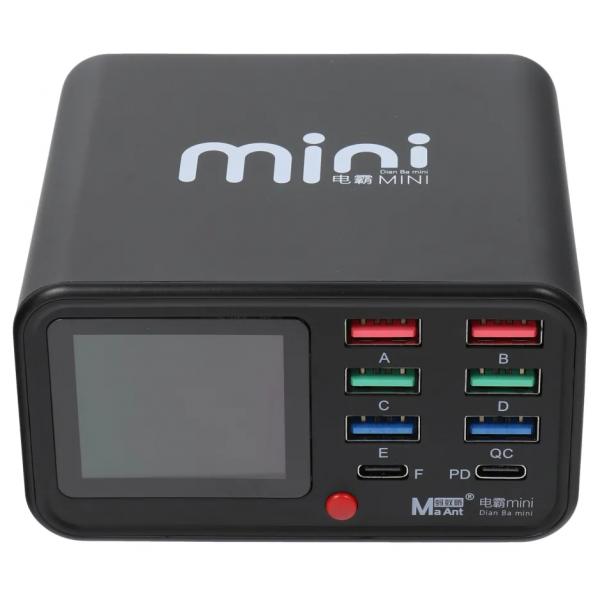 Incarcator Statie MaAnt Dianba Mini, 75W, 2 x USB-C - 6 x USB-A, Negru
