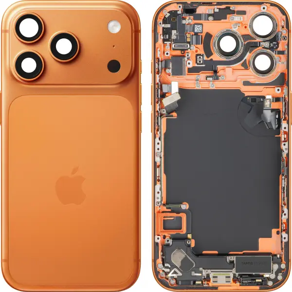 Capac Baterie Apple iPhone 17 Pro, Cu Carcasa Mijloc, Full Parts, Portocaliu (Cosmic Orange), Swap