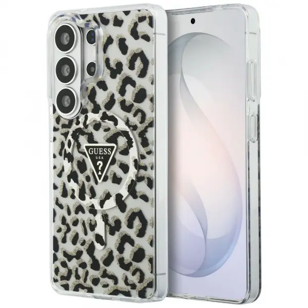 Husa MagSafe pentru Samsung Galaxy S26 Ultra S948, Guess, IML Leopard Pattern, Neagra