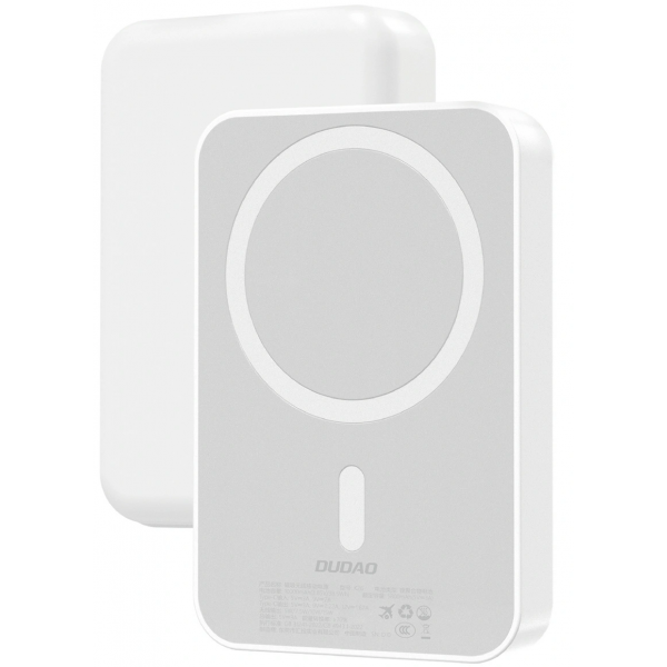 Baterie Externa Wireless Dudao K26, 10000mAh, 20W, PD + FQI, 1 x QI - 1 x USB-C, Alba