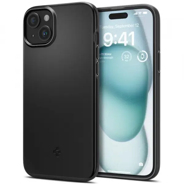 Husa pentru Apple iPhone 15, Spigen, Thin Fit, Neagra  ACS06776