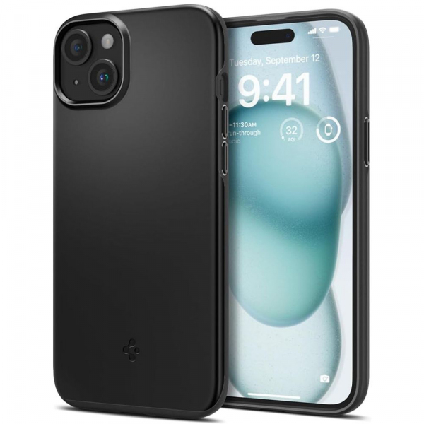 Husa pentru Apple iPhone 15, Spigen, Thin Fit, Neagra  ACS06776