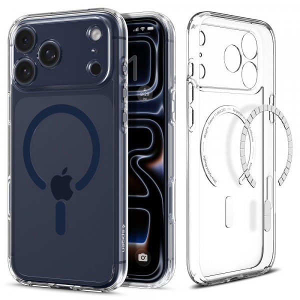 Husa MagSafe pentru Apple iPhone 17 Pro, Spigen, Ultra Hybrid, Transparenta Bleumarin ACS11111