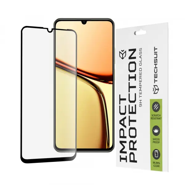 Folie de protectie Ecran Techsuit pentru Realme C63 / C61, Sticla Securizata, Full Glue, 111D, Neagra