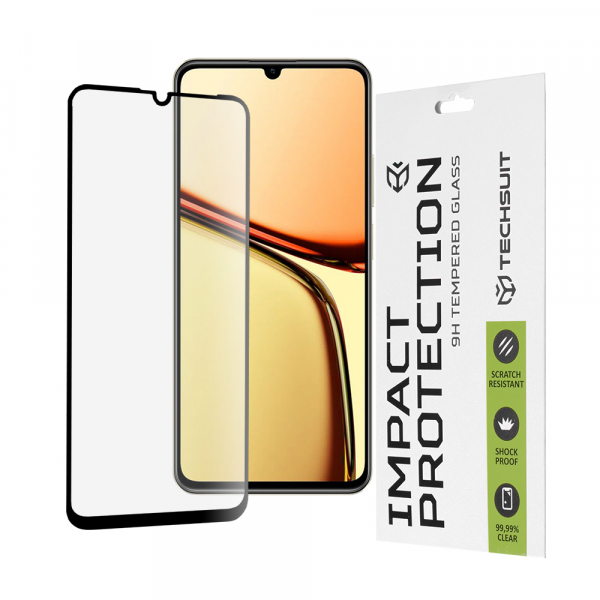 Folie de protectie Ecran Techsuit pentru Realme C63 / C61, Sticla Securizata, Full Glue, 111D, Neagra