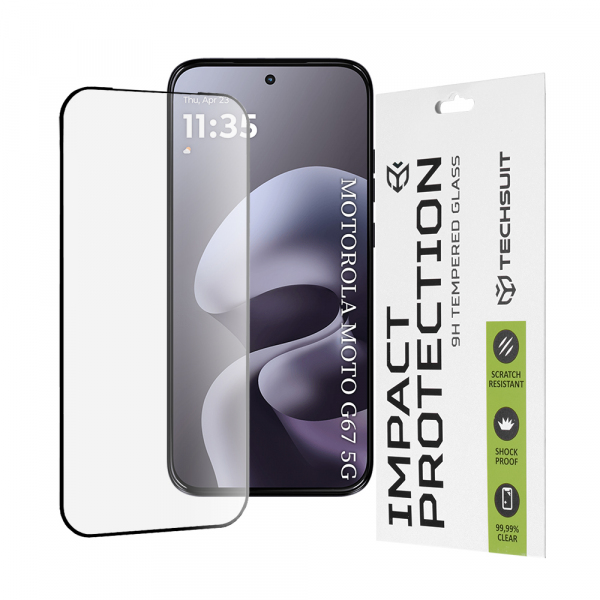 Folie de protectie Ecran Techsuit pentru Motorola Moto G77 / G67, Sticla Securizata, Full Glue, 111D, Neagra