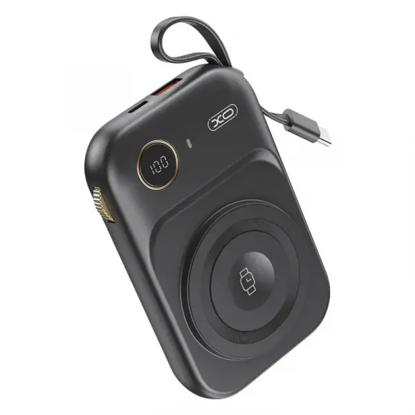 Baterie Externa Wireless XO Design PR270, 10000mAh, 22.5W, QC + PD + QI, 1 x QI - 1 x USB-A - 1 x USB-C, Neagra