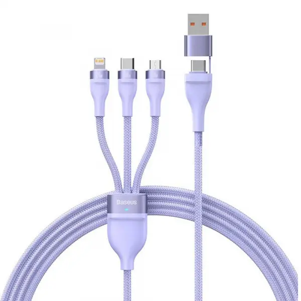 Cablu Incarcare USB-A / USB-C - Lightning / microUSB / USB-C Baseus Flash Series II 3in1, 100W, 1.2m, Mov CASS030105