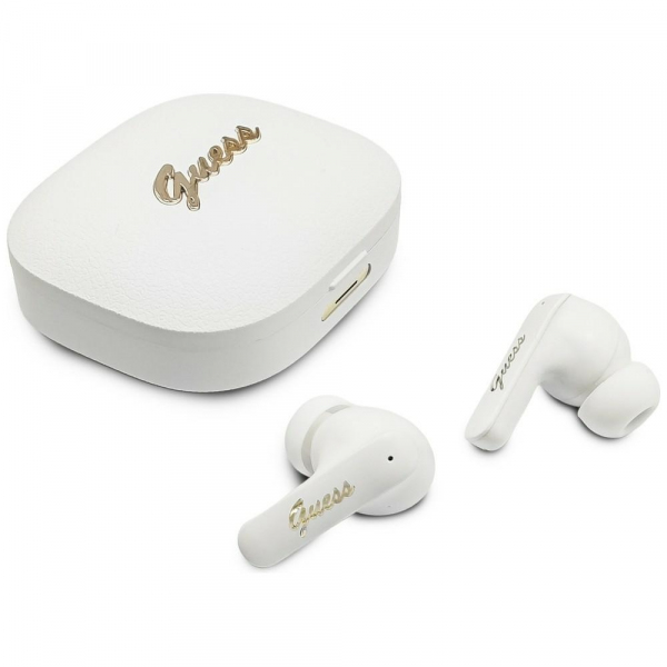 Handsfree Bluetooth Guess Script Metal Logo, TWS, Alb