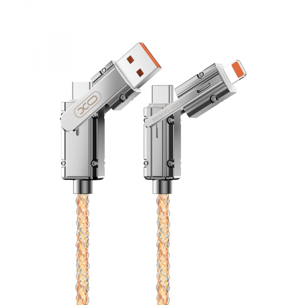 Cablu Date si Incarcare USB-C / USB-A - USB-C / Lightning XO Design NB276, 60W, 1m, Gri