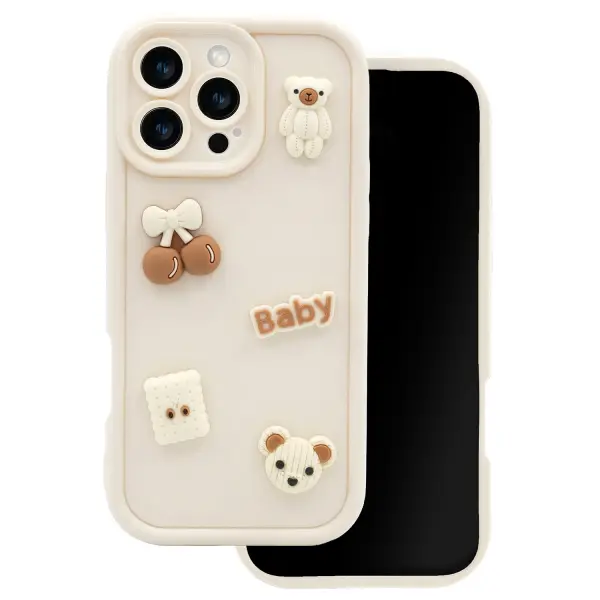 Husa pentru Apple iPhone 12, OEM, Ultra Trendy 3D Bear, Bej