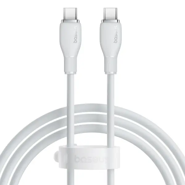 Cablu Date si Incarcare USB-C - USB-C Baseus Pudding, 100W, 1.2m, Alb P10355702221-00