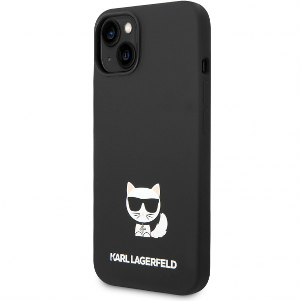 Husa pentru Apple iPhone 14 Plus, Karl Lagerfeld, Silicone Body Choupette, Neagra