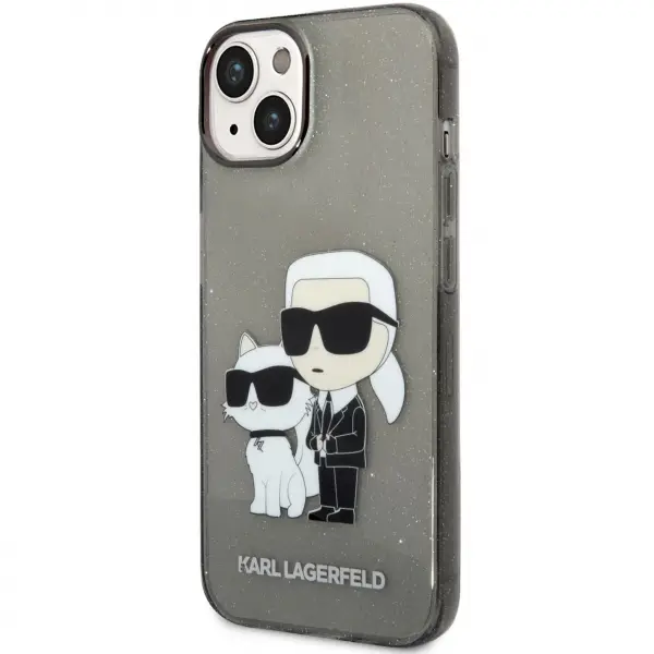 Husa pentru Apple iPhone 14 Plus, Karl Lagerfeld, IML Glitter Karl and Choupette NFT, Neagra