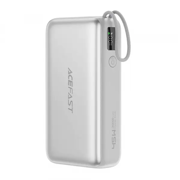 Baterie Externa Acefast M34, 20000mAh, 45W, QC + PD , 1 x  USB-A - 2 x USB-C, Argintie