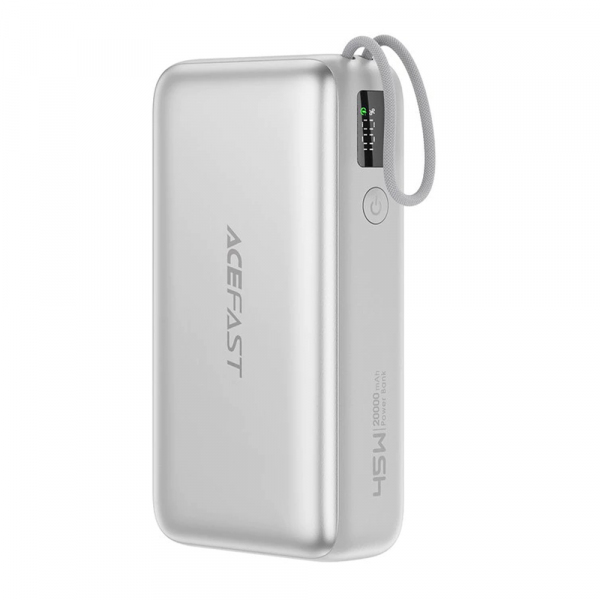 Baterie Externa Acefast M34, 20000mAh, 45W, QC + PD , 1 x  USB-A - 2 x USB-C, Argintie