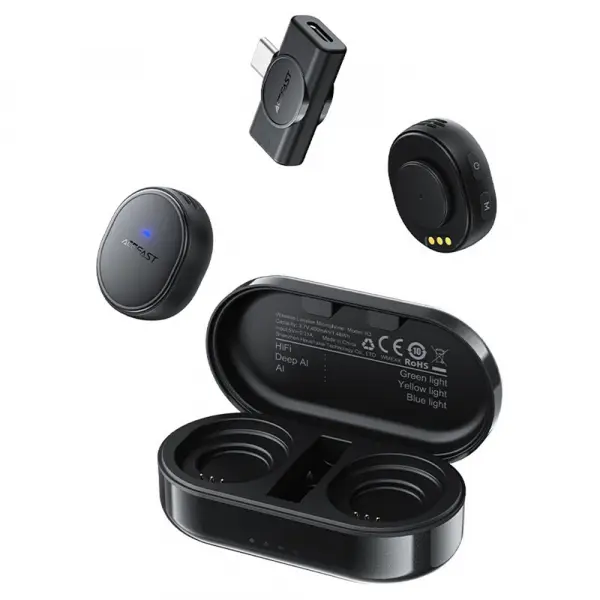Lavaliera Acefast R3, USB-C, Set 2 bucati, Neagra
