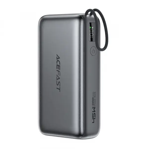 Baterie Externa Acefast M34, 20000mAh, 45W, QC + PD , 1 x  USB-A - 2 x USB-C, Gri