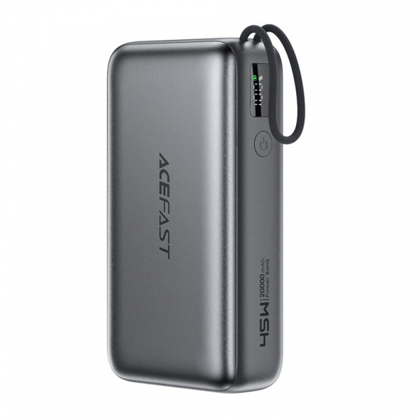 Baterie Externa Acefast M34, 20000mAh, 45W, QC + PD , 1 x  USB-A - 2 x USB-C, Gri