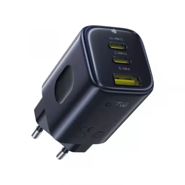 Incarcator Retea Baseus PicoGo AE11, 67W, 1 x USB-A - 2 x USB-C, Negru E0121200