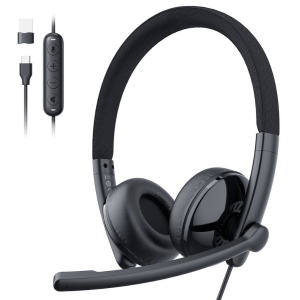 Casca Call Center USB-C / USB-A EMEET GeniusCall HS50, Neagra