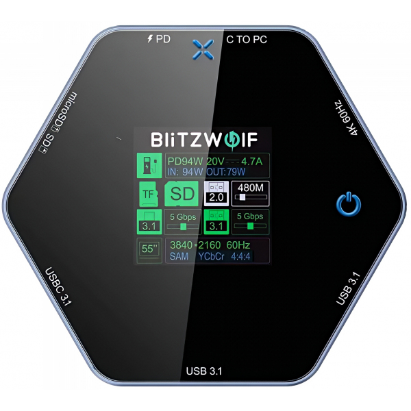 Hub USB-C BlitzWolf BW-TH16, 8in1, Gri