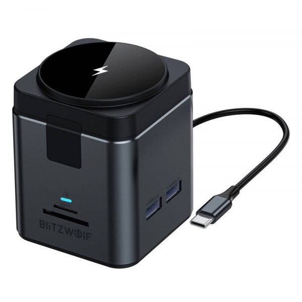 Hub USB-C cu Incarcare Wireless QI BlitzWolf BW-TH17, 9in1, Negru
