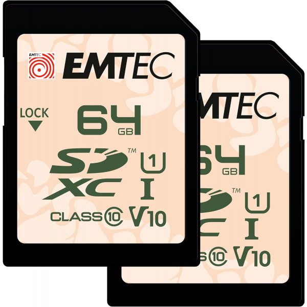 Card Memorie SDXC Emtec Rugged Outdoor, 64Gb, Clasa 10 / UHS-1 U1, Set 2 bucati ECMSD64GXCU1ORP2