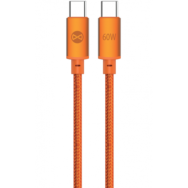 Cablu Date si Incarcare USB-C - USB-C Forever Saffron, 60W, 1m, Portocaliu