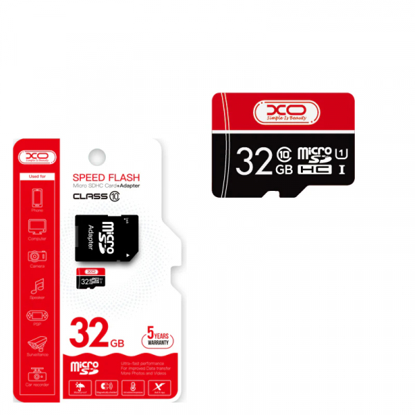 Card Memorie microSDHC XO Design Speed Flash, 32Gb, Clasa 10 / UHS-1 U3, Cu Adaptor