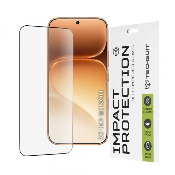 Folie de protectie Ecran Techsuit pentru Honor 600 Pro / 600, Sticla Securizata, Full Glue, 111D, Neagra