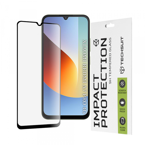 Folie de protectie Ecran Techsuit pentru Xiaomi Redmi A7 Pro 4G, Sticla Securizata, Full Glue, 111D, Neagra
