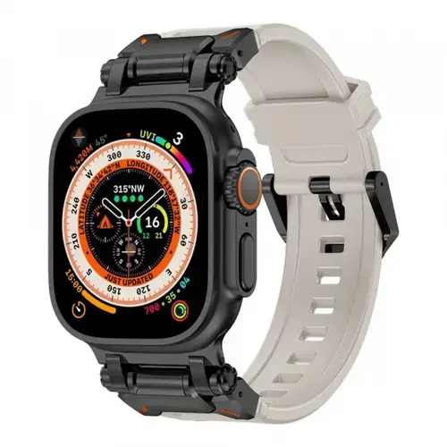Curea Techsuit W064 pentru Apple Watch 49mm / 46mm / 45mm / 44mm / 42mm Series, Negru/Gri