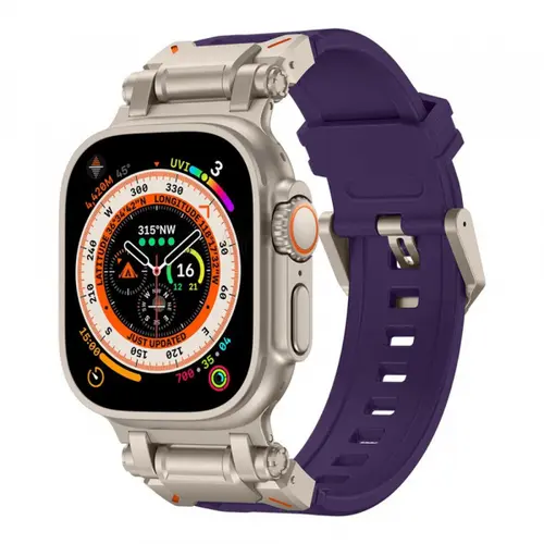 Curea Techsuit W064 pentru Apple Watch 49mm / 46mm / 45mm / 44mm / 42mm Series, Argintiu/Mov