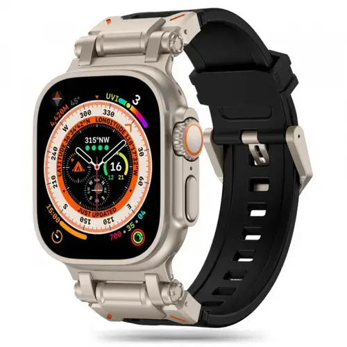 Curea Techsuit W064 pentru Apple Watch 49mm / 46mm / 45mm / 44mm / 42mm Series, Argintiu/Negru