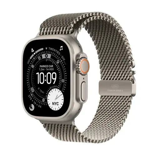 Smartwatch Apple Watch Ultra 3, 49mm, GPS + Cellular, Ecran Retina LTPO OLED, Chip S10 cu Procesor Dual-Core, 64GB Flash, Wi-Fi, Bluetooth, NFC, Milanese Loop Small (Argintiu)