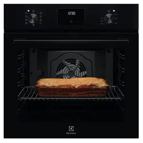 Cuptor incorporabil multifunctional Electrolux LOF3H10K, Electric, 72 l, Clasa A+, 9 functii, Convectie, Timer electronic, Grill, Ghidaj telescopic pe 1 nivel, 2 tavi emailate + 1 gratar (Negru)