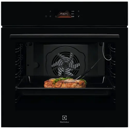 Cuptor incorporabil Electrolux LOD8P39Z, 72 l, SteamBake-gatire cu abur, 169 de programe predefinite, Afisaj digital, Autocuratare pirolitica - 3 moduri, Grill, Senzor gatire, Convectie, Clasa A+, Sticla neagra (Negru)