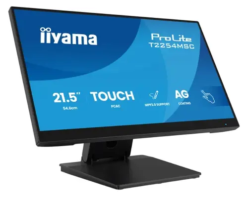 Monitor IPS LED iiyama PROLITE 21.5inch T2254MSC-B2AG, Full HD (1920 x 1080), HDMI, DisplayPort, Touchscreen, Boxe (Negru)